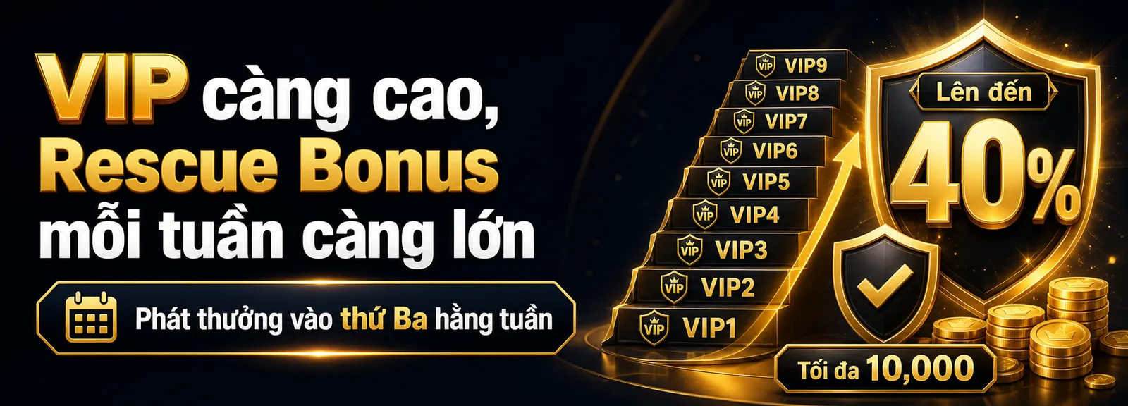 VIP C&agrave;ng Cao, Rescue Bonus H&agrave;ng Tuần C&agrave;ng Lớn